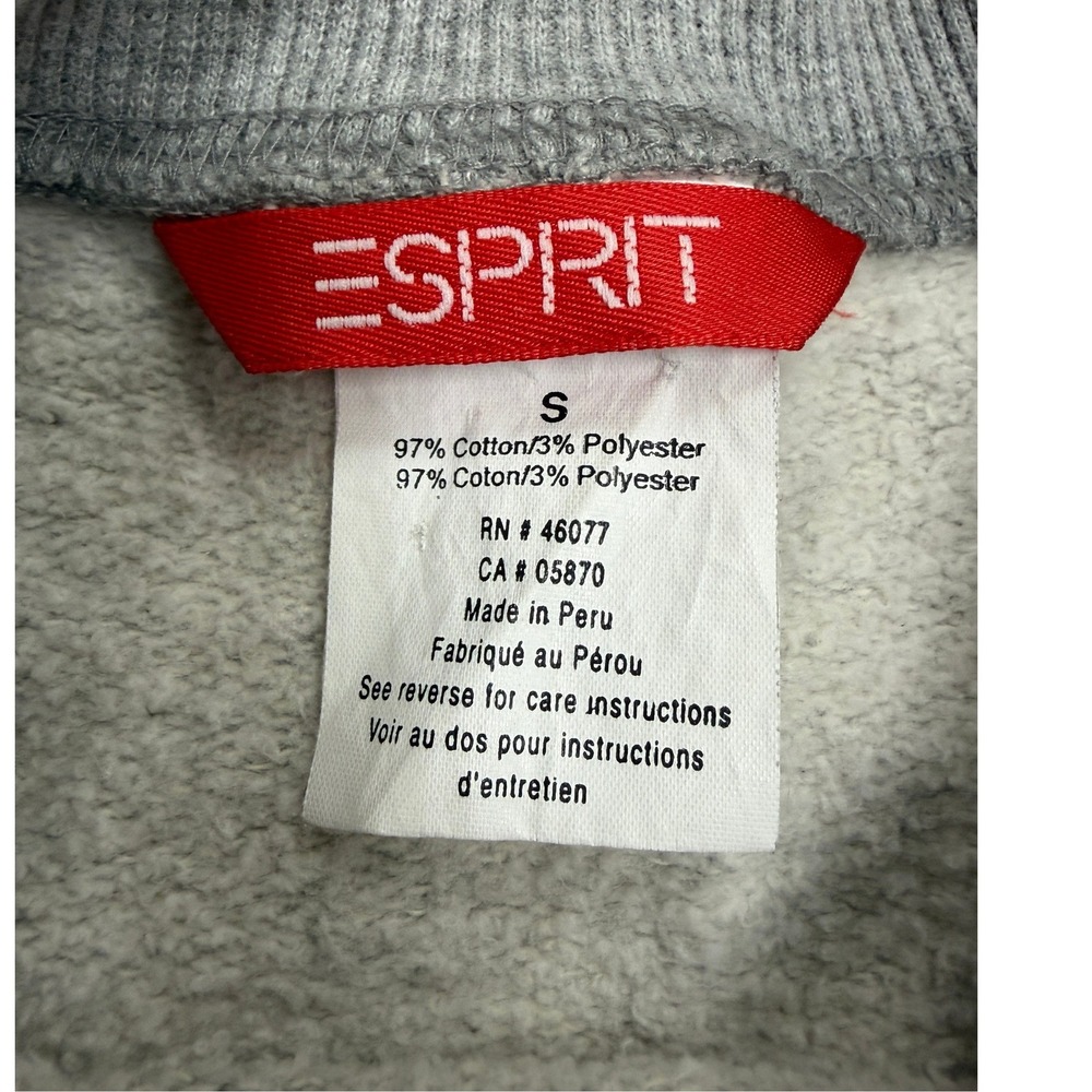 Vintage Esprit Women Grey Cropped Sweatshirt Embroidered Logo Pullover Size S - Picture 4 of 4